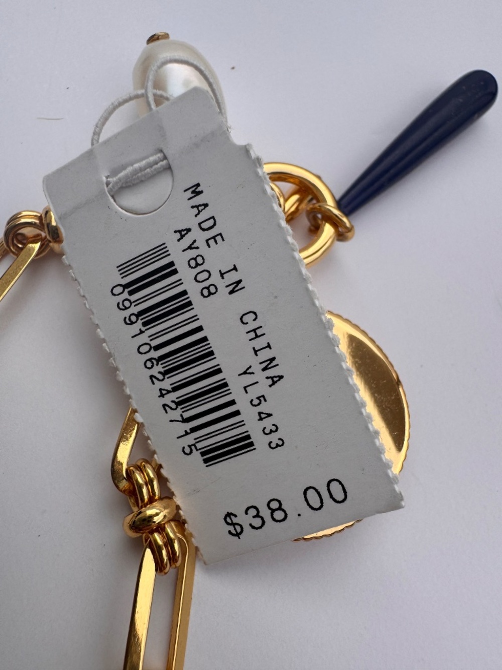 J.Crew Gold Lobster Charm Freshwater Pearl Bracelet NWT - Picture 7 of 7